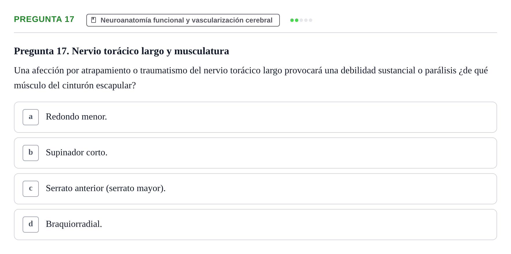 Enunciado: Pregunta 17