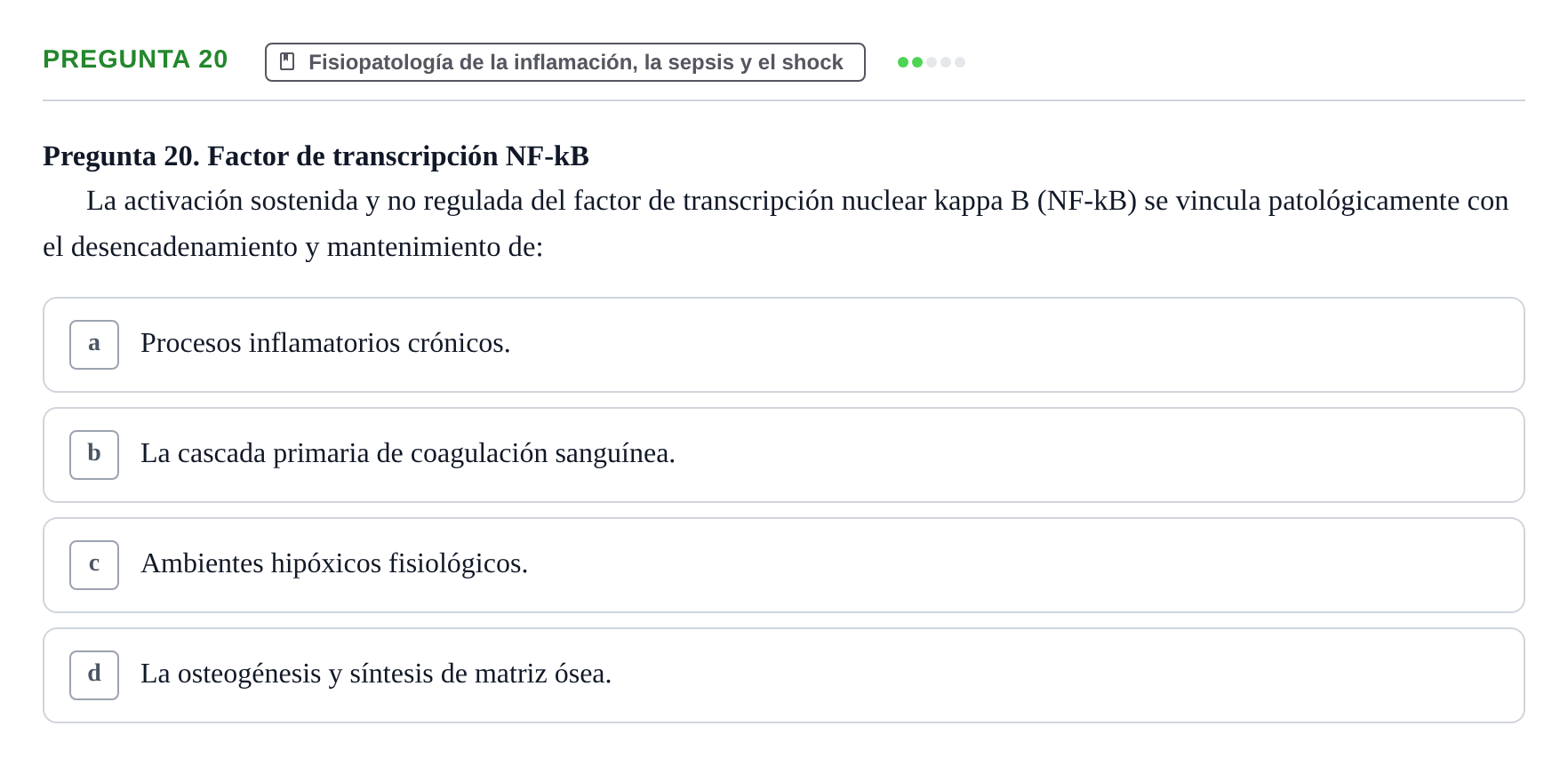 Enunciado: Pregunta 20