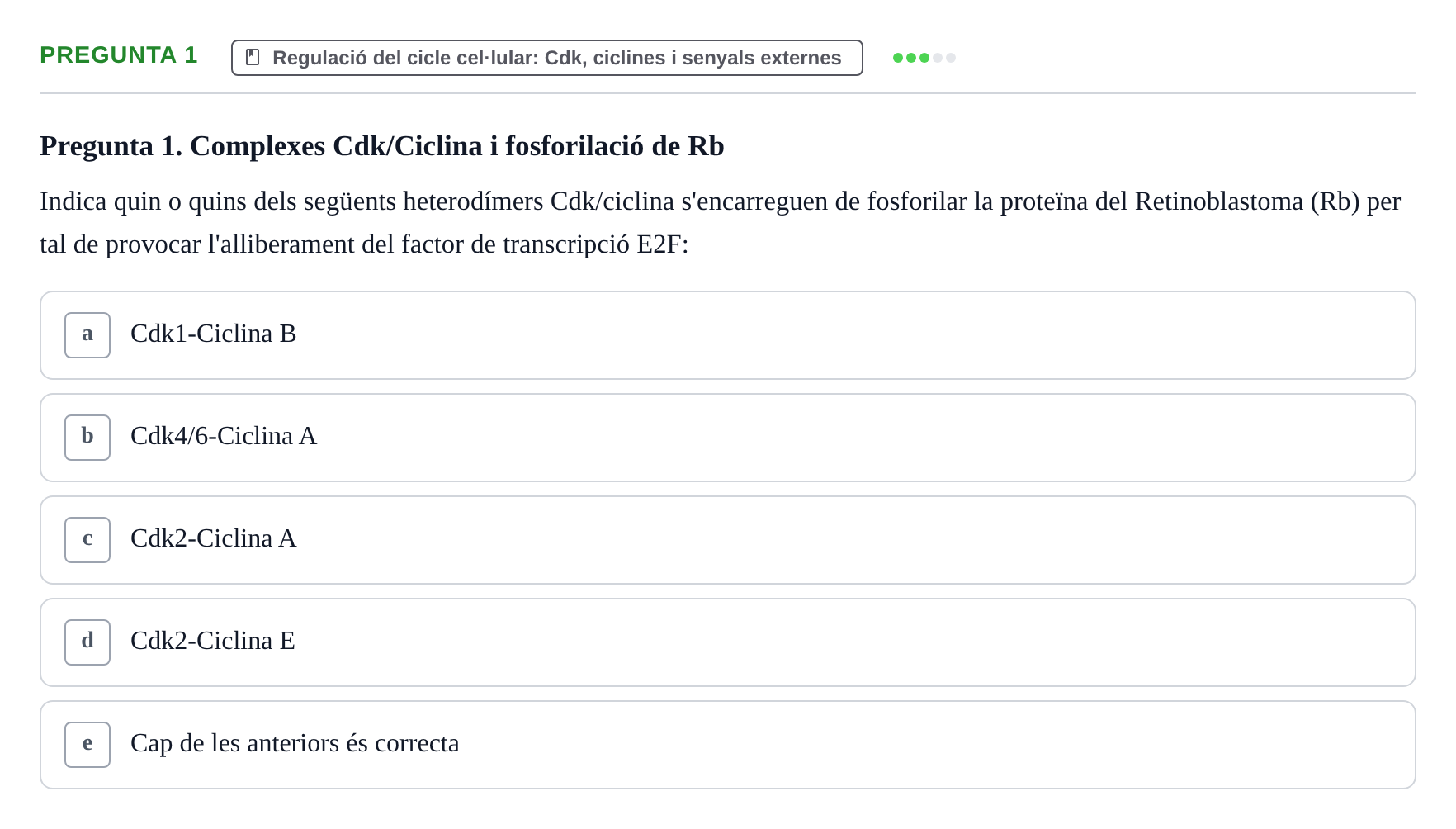 Enunciado: Pregunta 1 · Bilogía Celular y del Desarrollo UB 2020