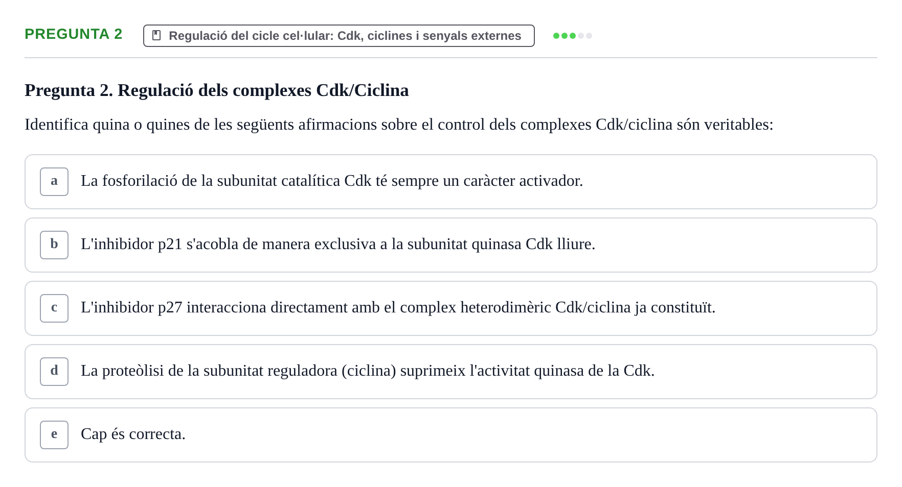 Enunciado: Pregunta 2 · Bilogía Celular y del Desarrollo UB 2020