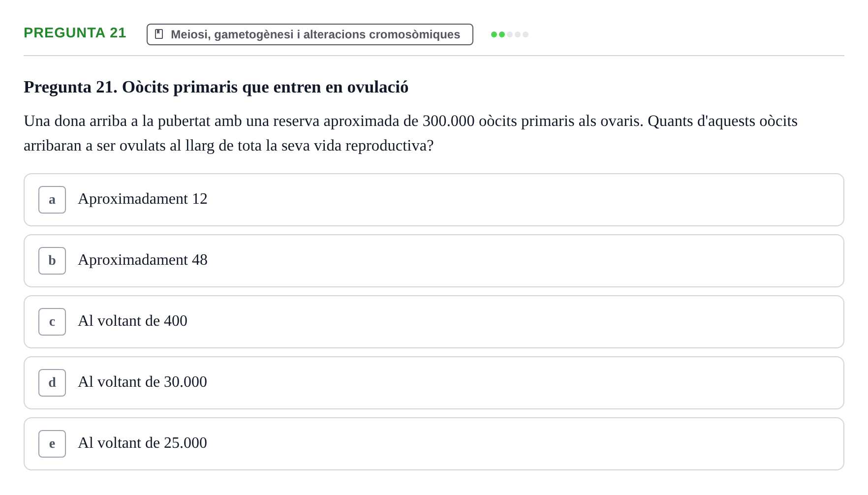 Enunciado: Pregunta 21 · Bilogía Celular y del Desarrollo UB 2018