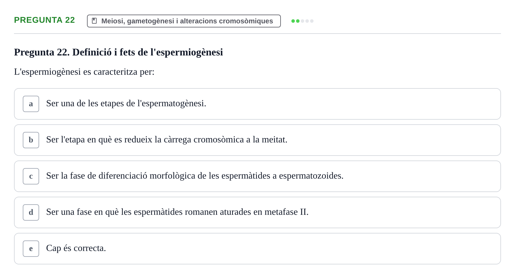 Enunciado: Pregunta 22 · Bilogía Celular y del Desarrollo UB 2018