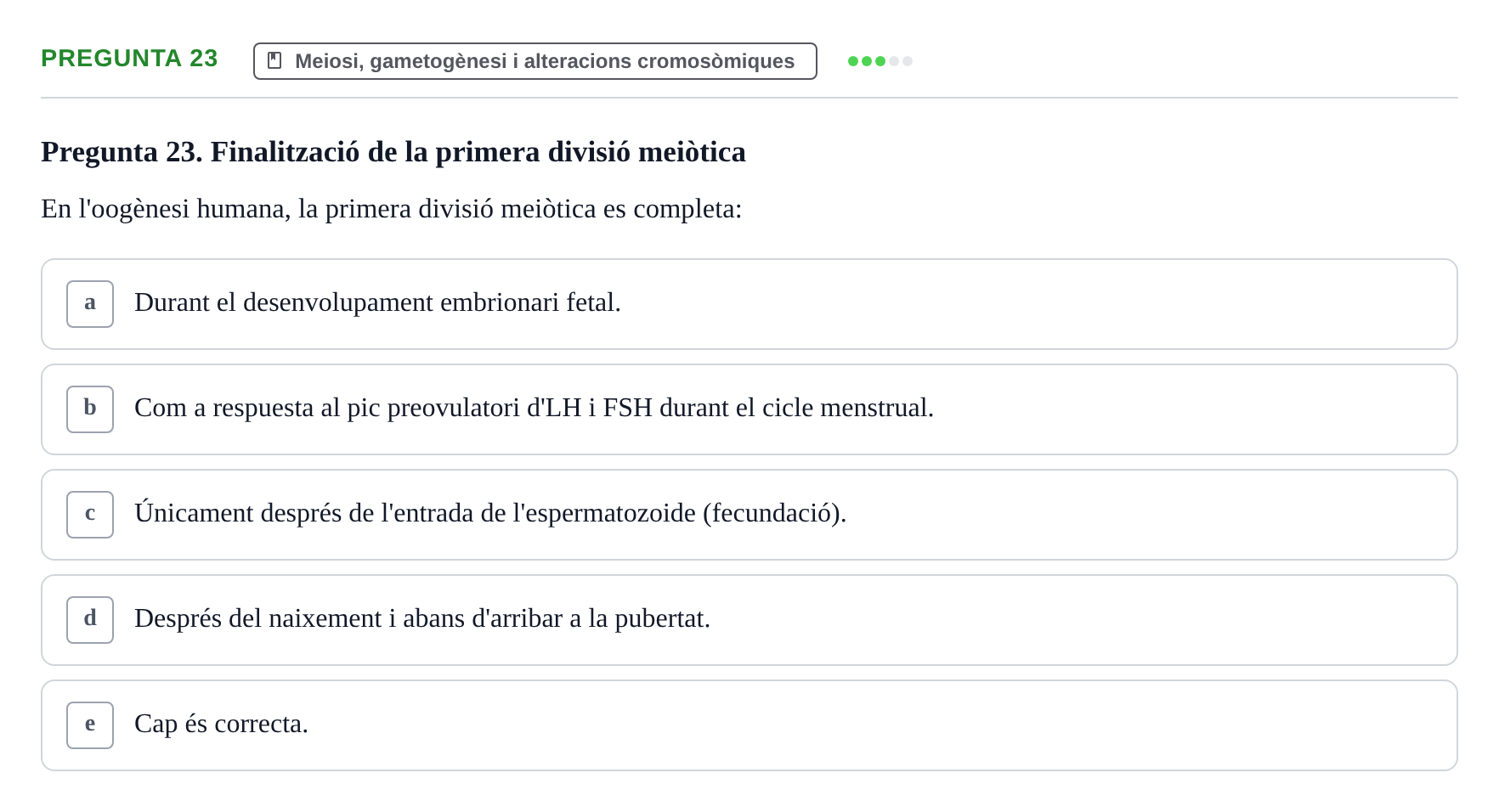 Enunciado: Pregunta 23 · Bilogía Celular y del Desarrollo UB 2018