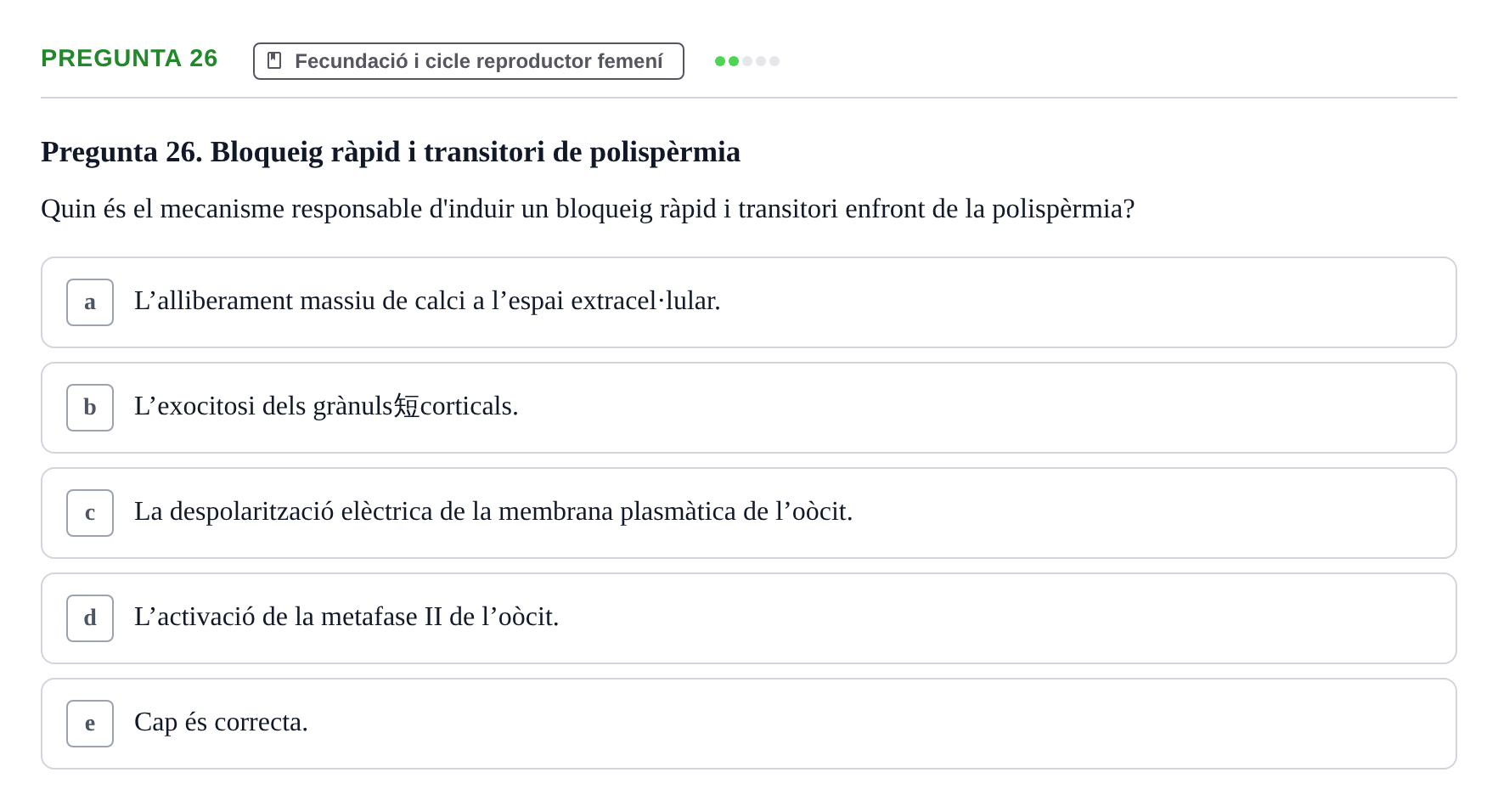 Enunciado: Pregunta 26 · Bilogía Celular y del Desarrollo UB 2018
