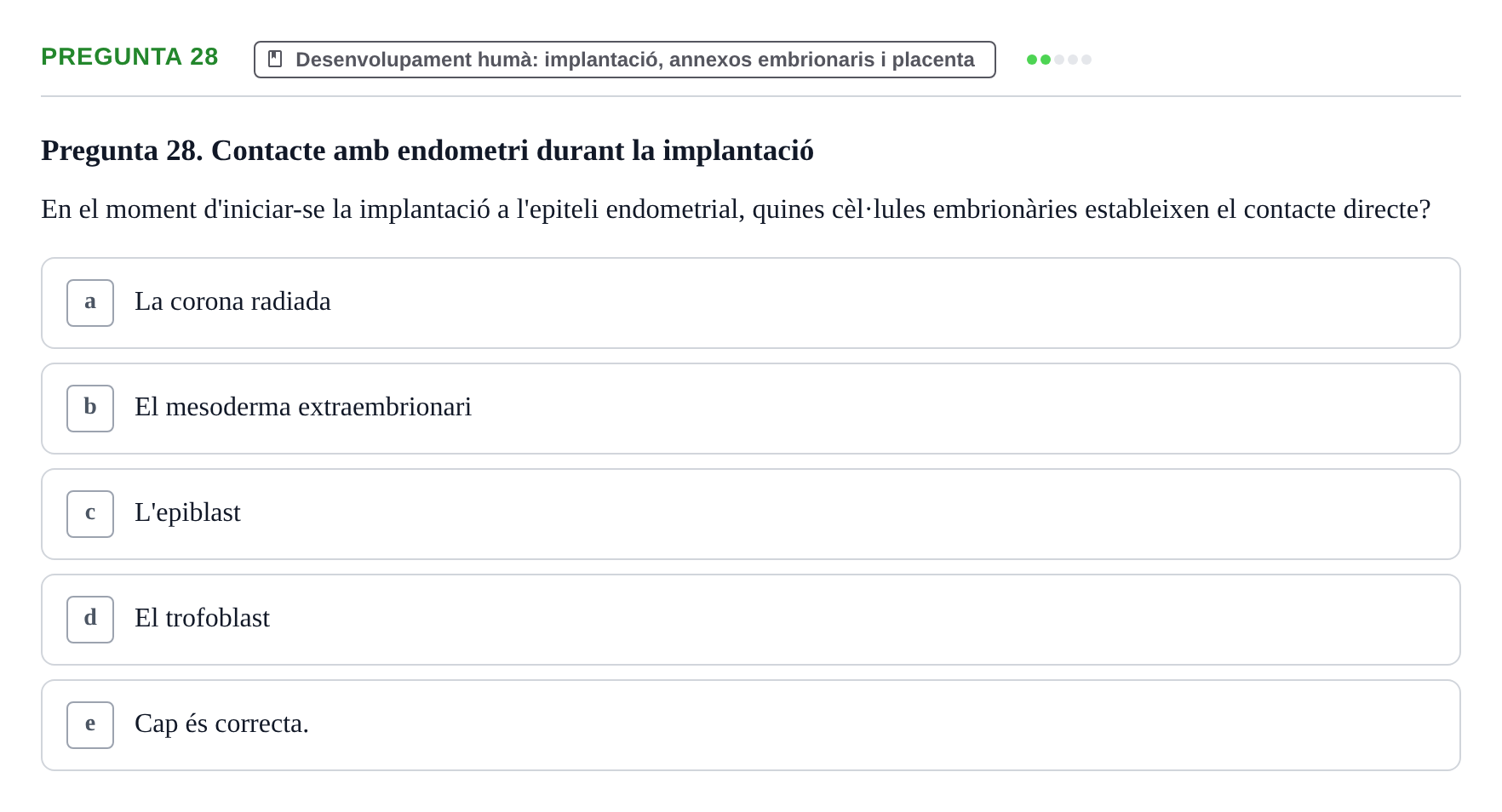 Enunciado: Pregunta 28 · Bilogía Celular y del Desarrollo UB 2018
