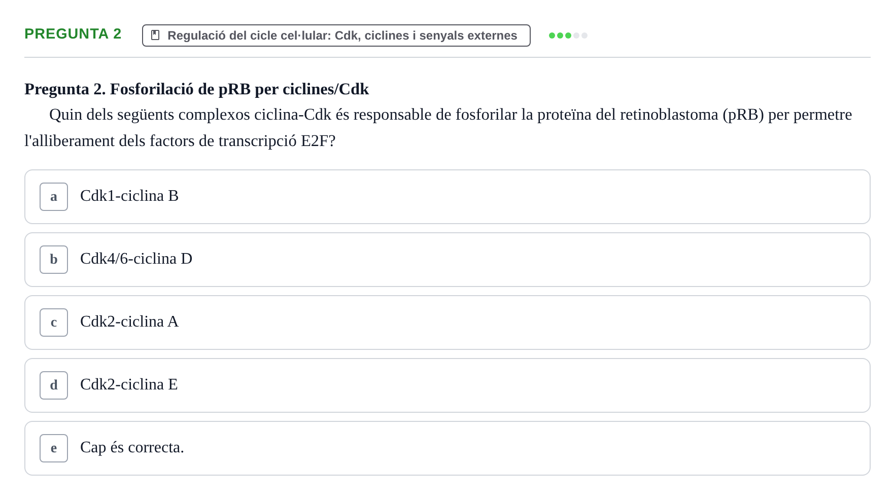 Enunciado: Pregunta 2 · Bilogía Celular y del Desarrollo UB 2018