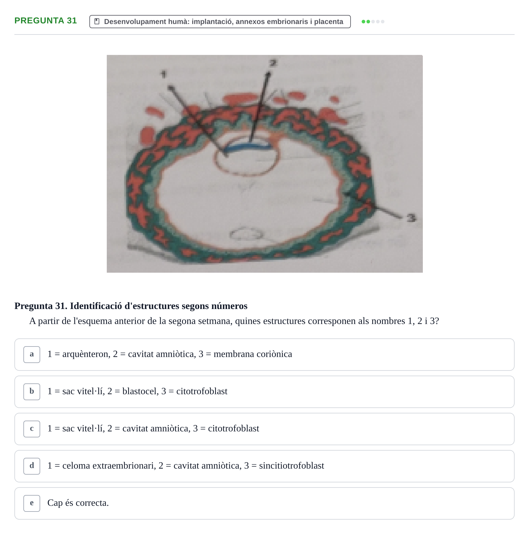 Enunciado: Pregunta 31 · Bilogía Celular y del Desarrollo UB 2018