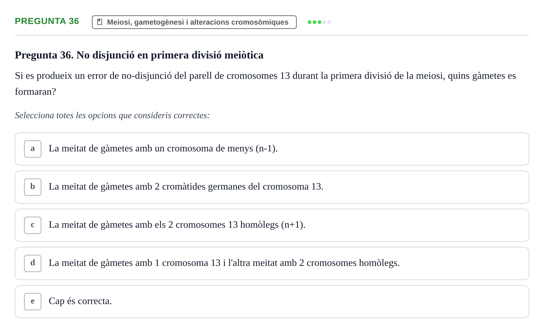 Enunciado: Pregunta 36 · Bilogía Celular y del Desarrollo UB 2018