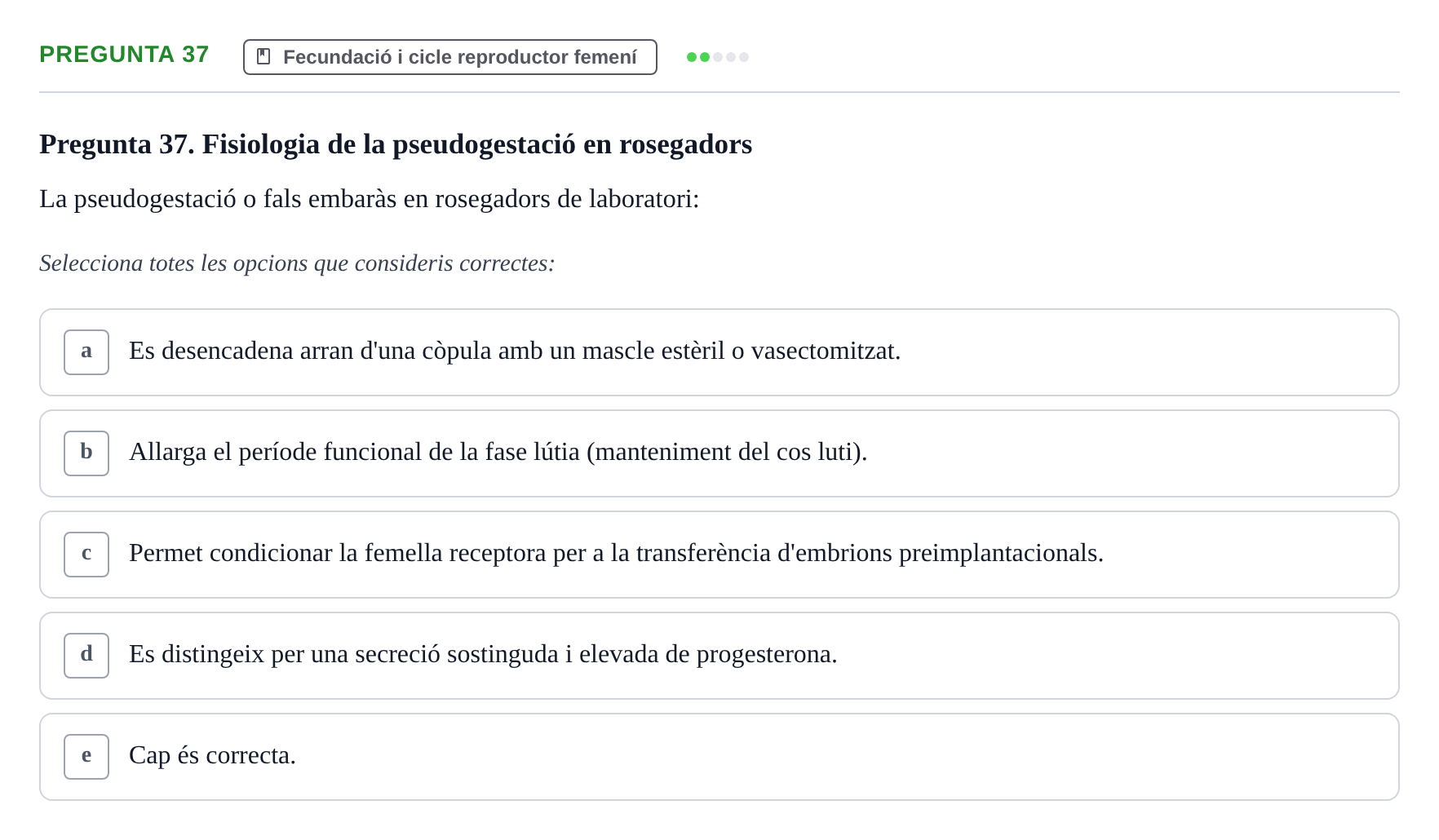 Enunciado: Pregunta 37 · Bilogía Celular y del Desarrollo UB 2018