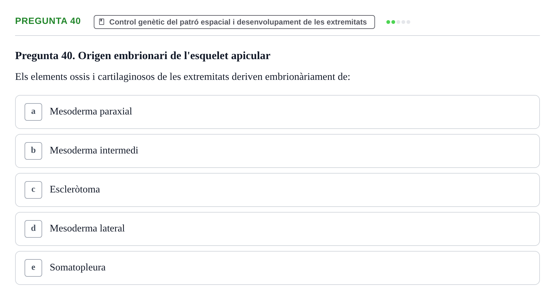 Enunciado: Pregunta 40 · Bilogía Celular y del Desarrollo UB 2018