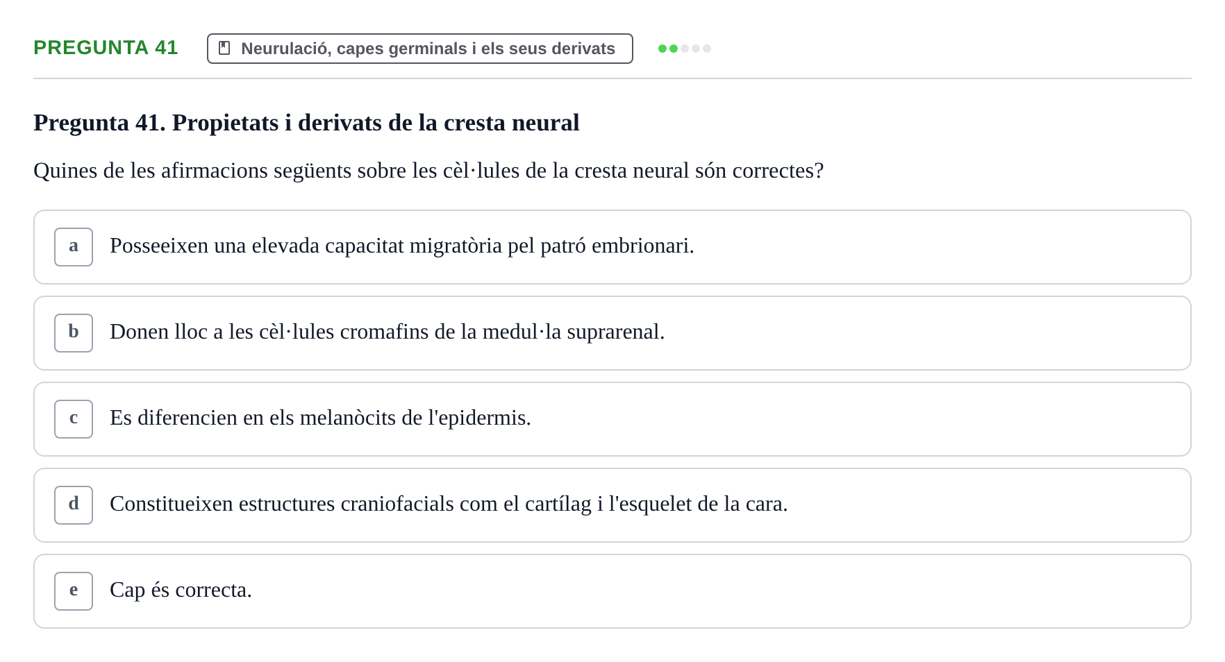 Enunciado: Pregunta 41 · Bilogía Celular y del Desarrollo UB 2018