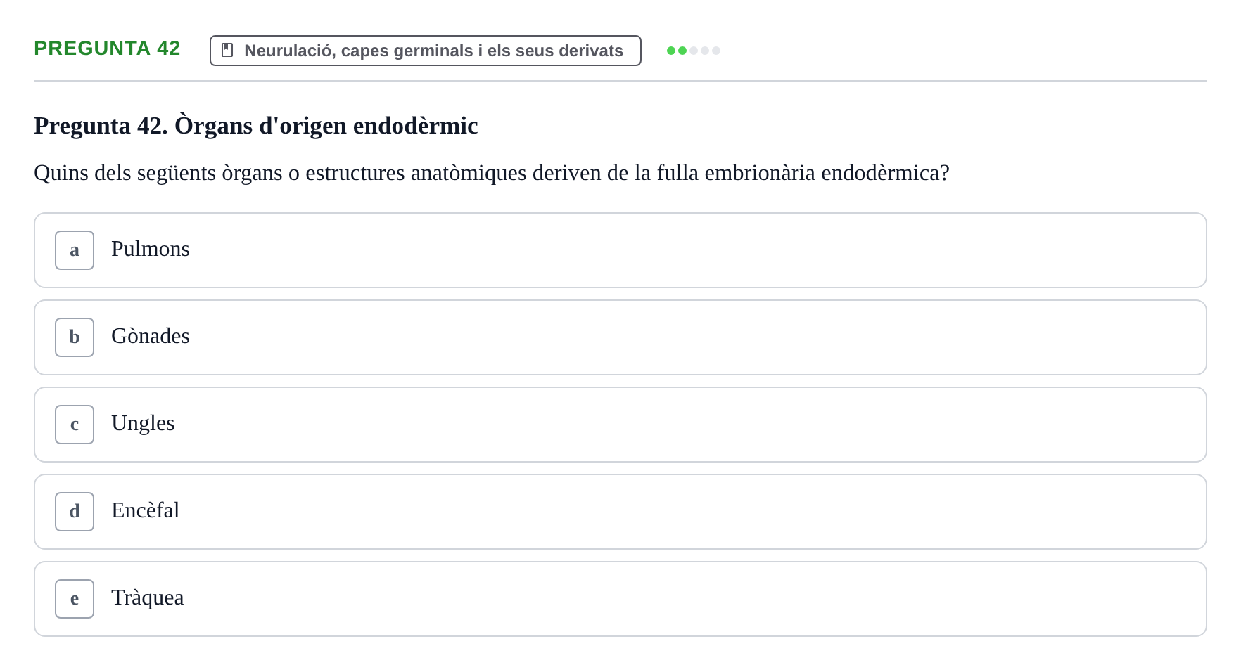 Enunciado: Pregunta 42 · Bilogía Celular y del Desarrollo UB 2018