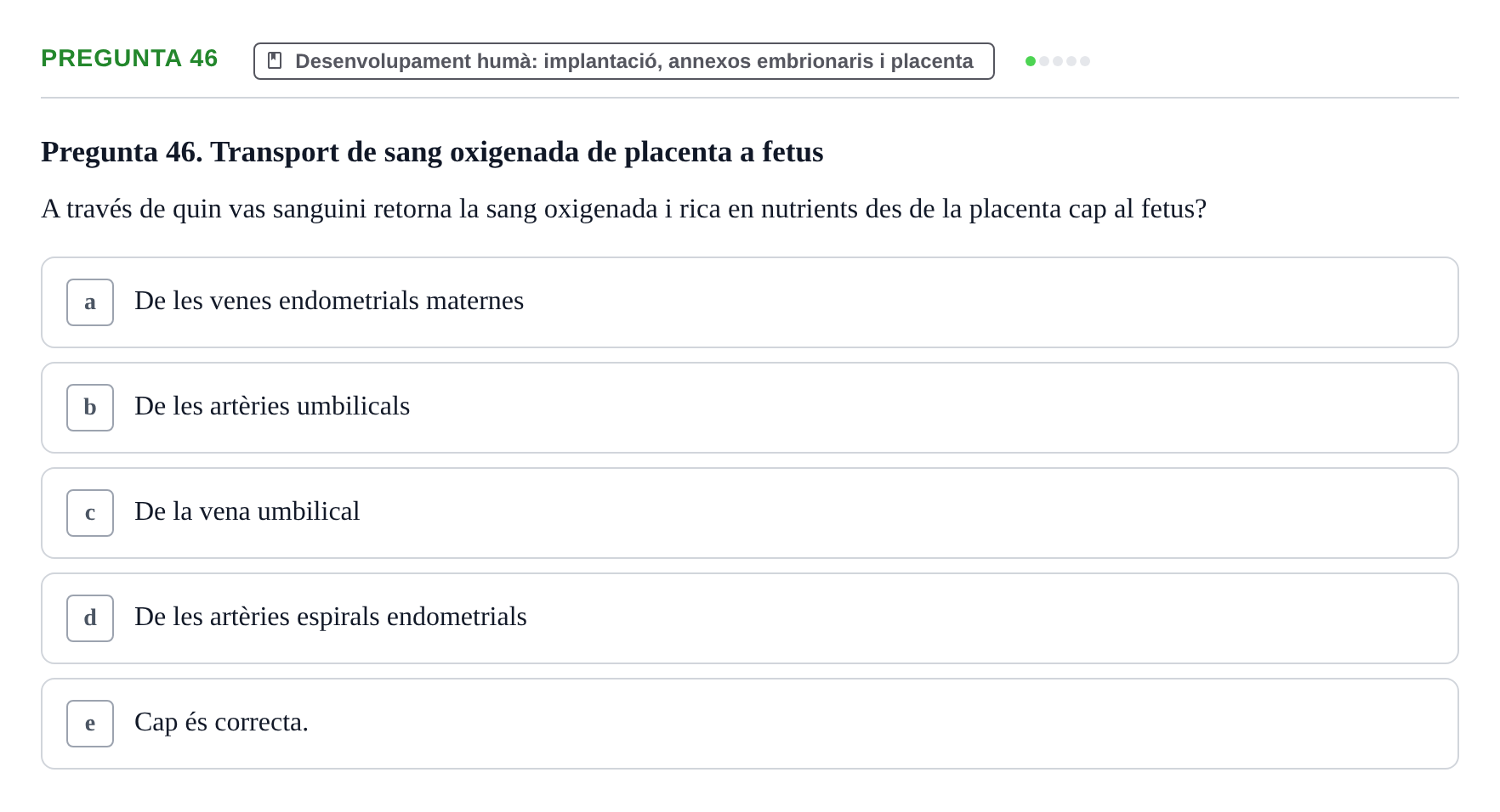 Enunciado: Pregunta 46 · Bilogía Celular y del Desarrollo UB 2018