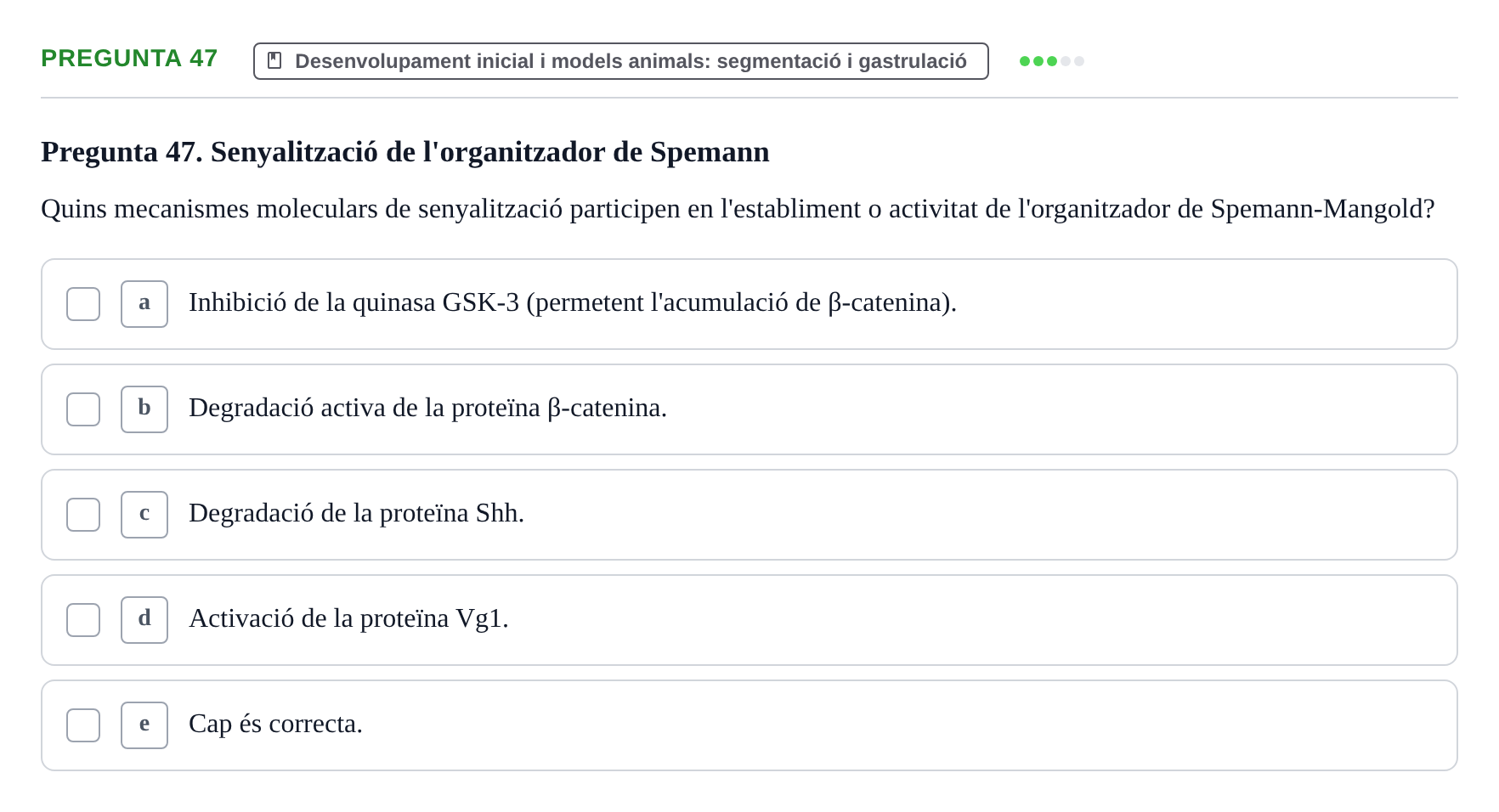 Enunciado: Pregunta 47 · Bilogía Celular y del Desarrollo UB 2018
