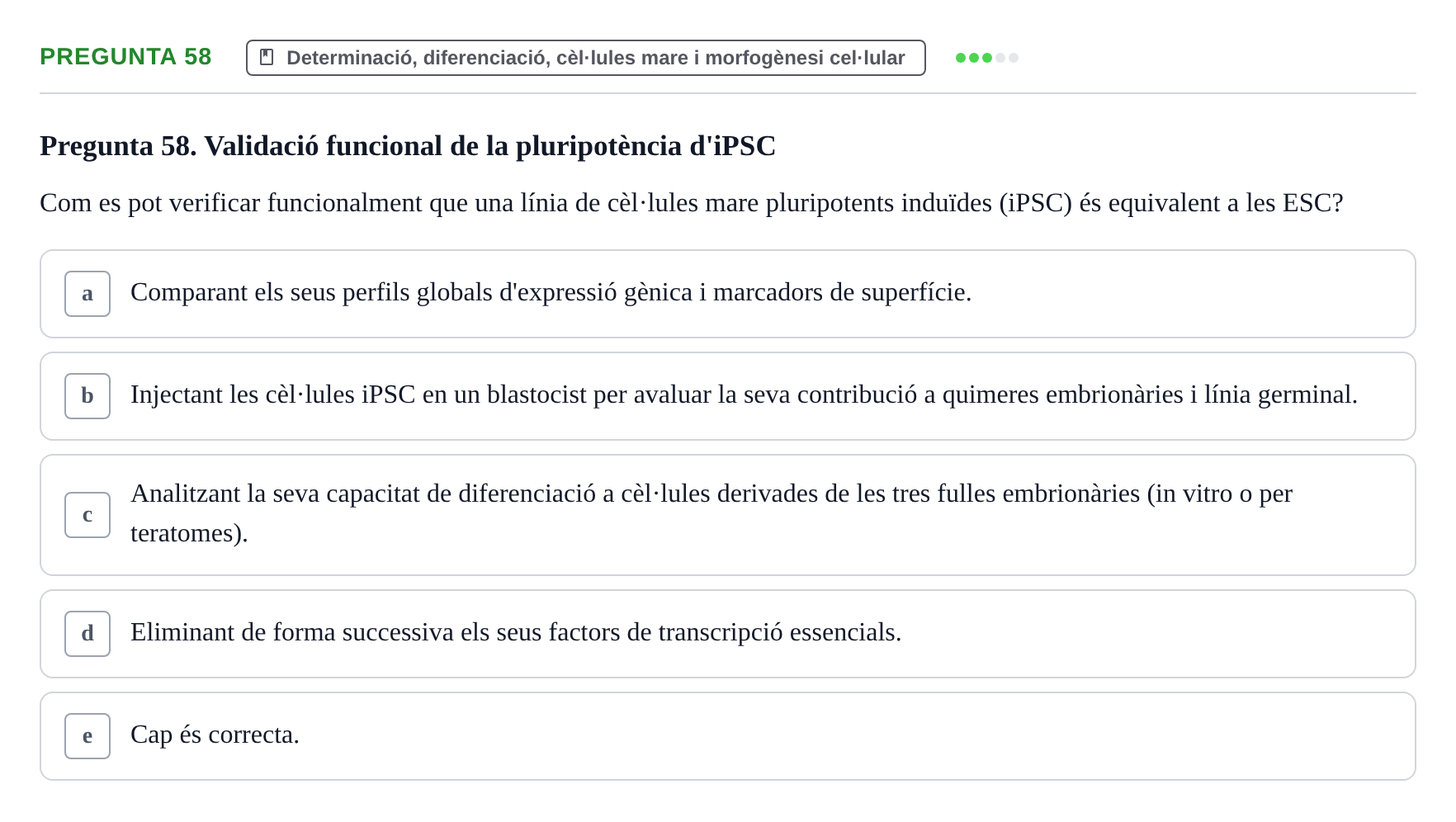 Enunciado: Pregunta 58 · Bilogía Celular y del Desarrollo UB 2018