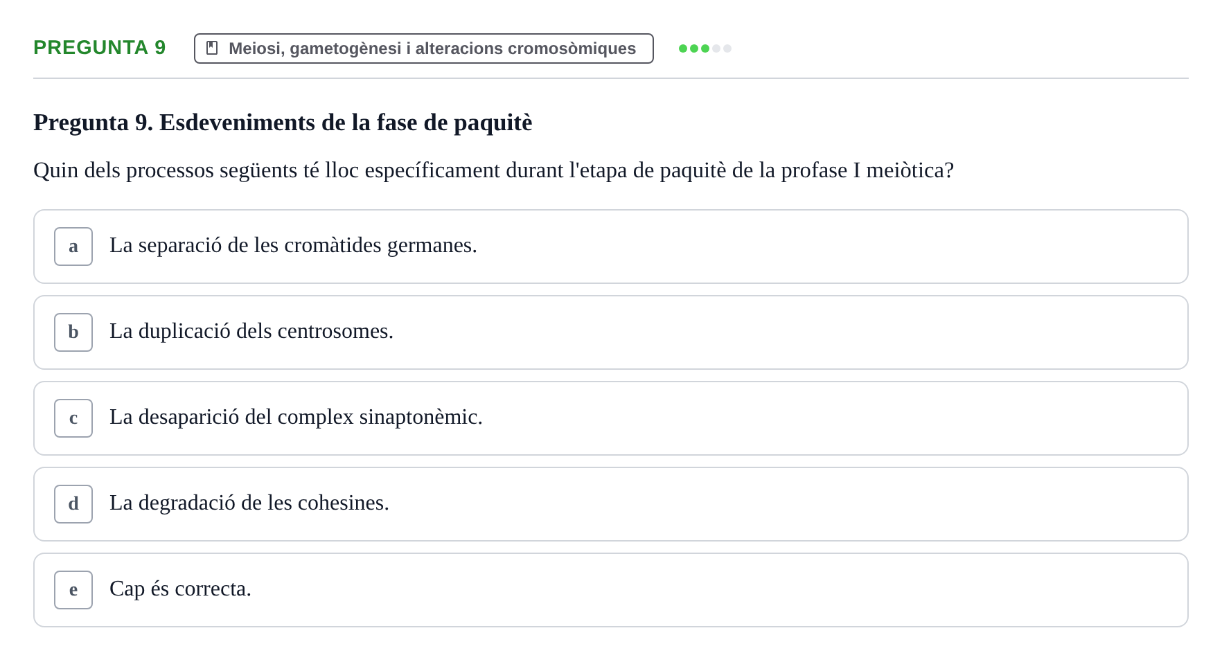 Enunciado: Pregunta 9 · Bilogía Celular y del Desarrollo UB 2018