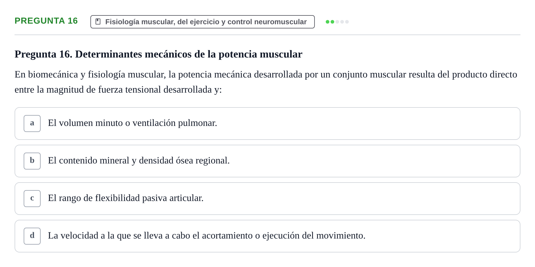 Enunciado: Pregunta 16