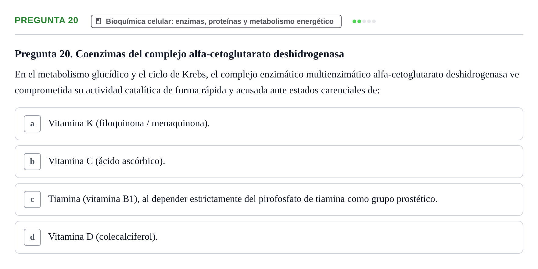 Enunciado: Pregunta 20