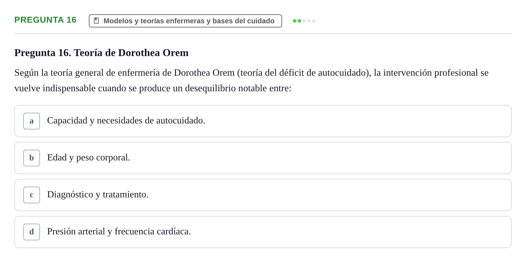 Enunciado: Pregunta 16