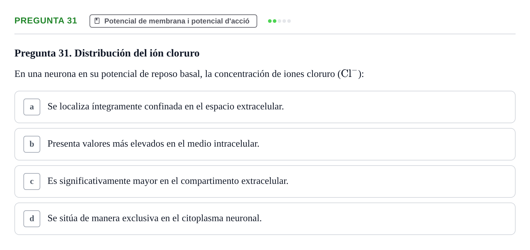 Enunciado: Pregunta 31 · Biologia del Comportament UB Examen Segundo Parcial: Biología del Comportamiento
