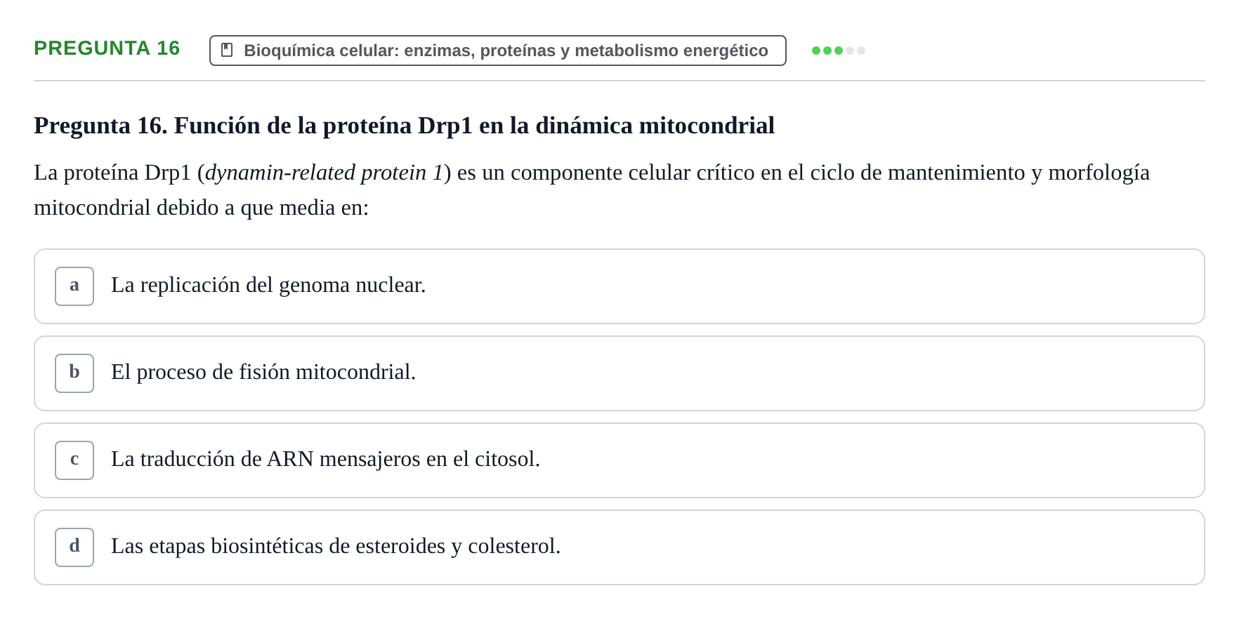 Enunciado: Pregunta 16