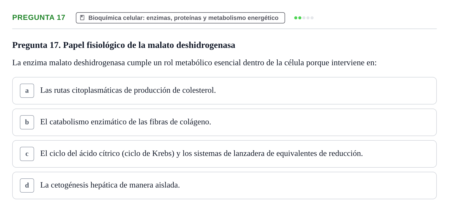 Enunciado: Pregunta 17