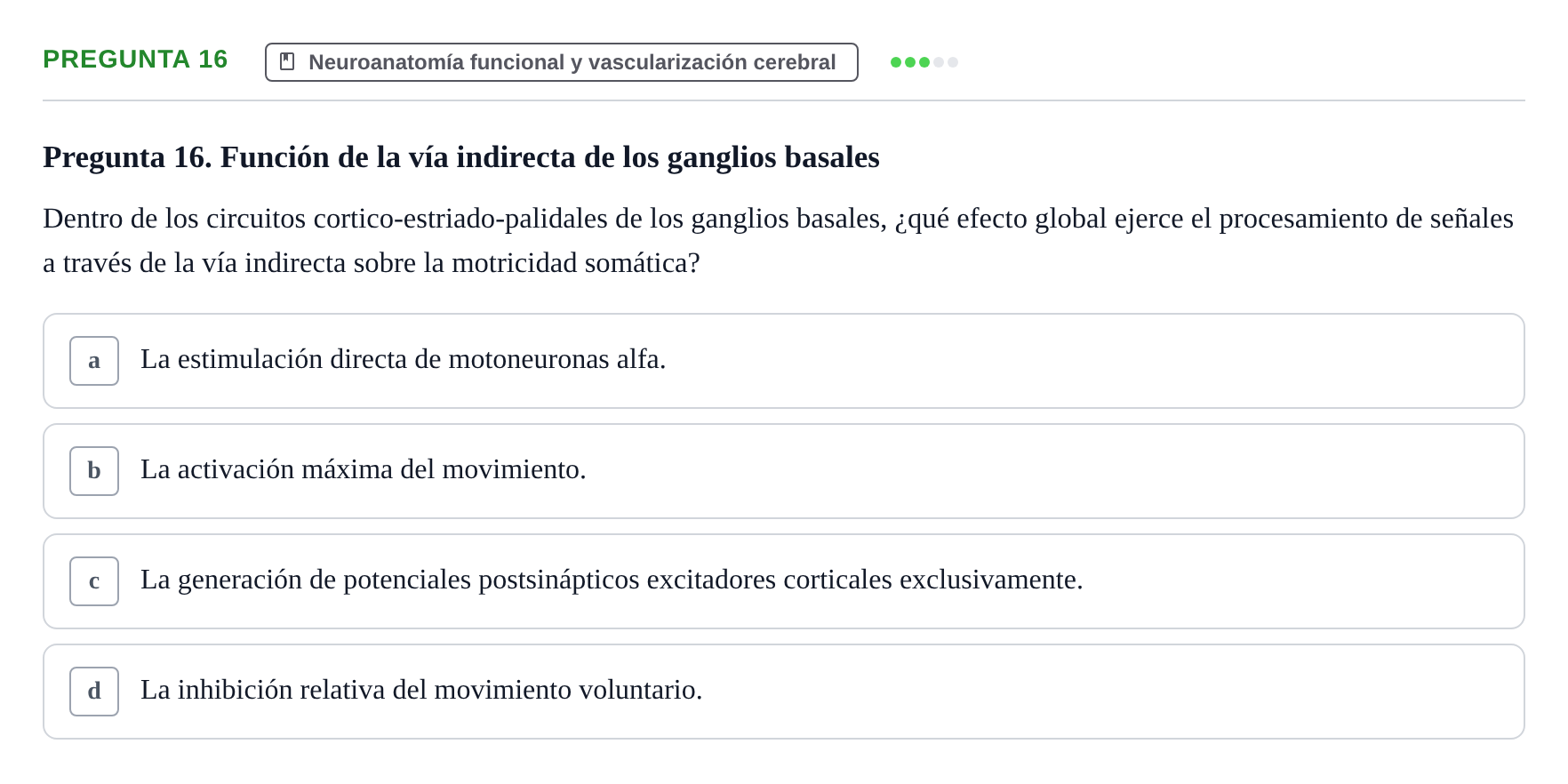 Enunciado: Pregunta 16