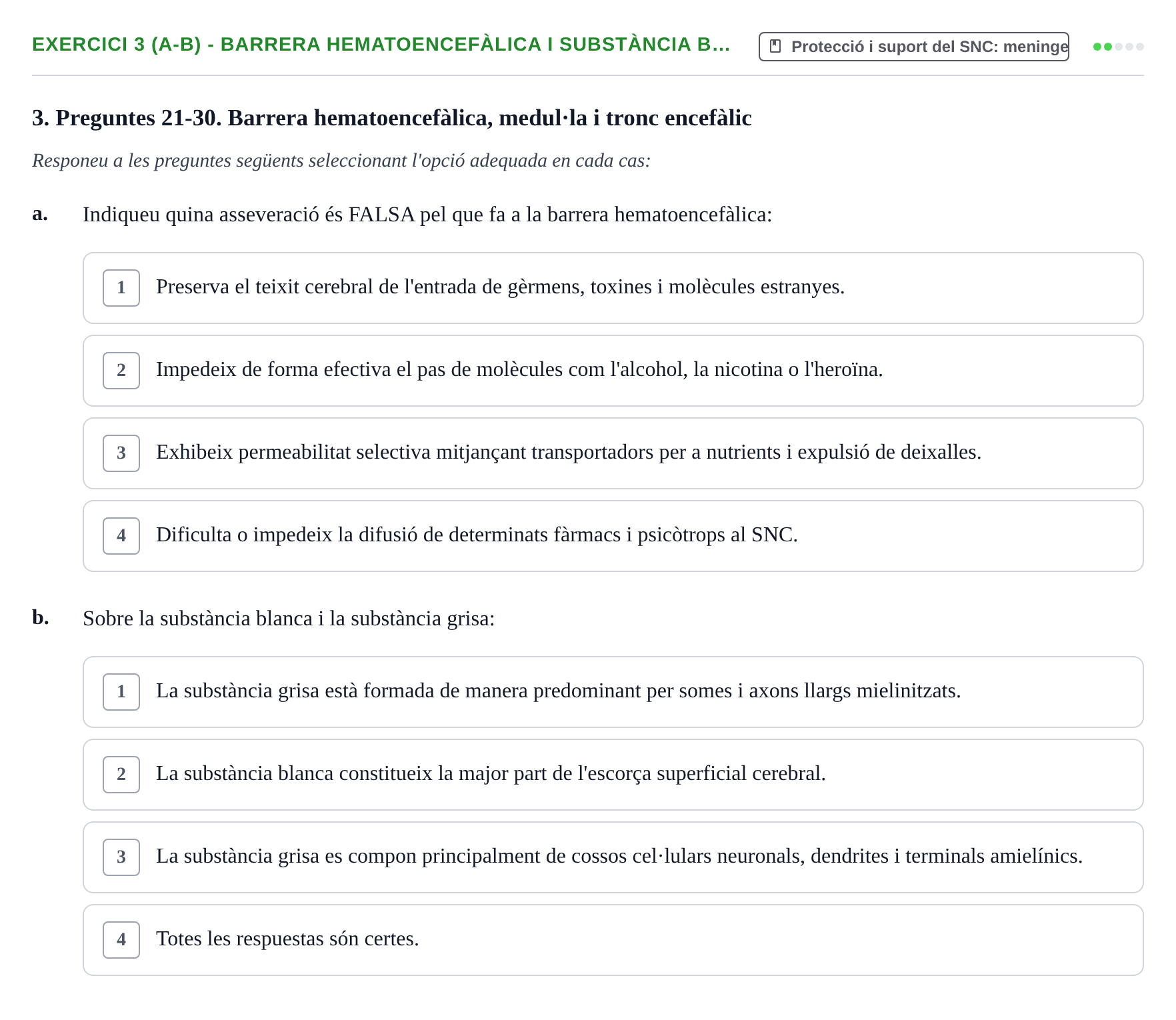 Enunciado: Ejercicio 3 (a-b) - Barrera hematoencefàlica i substància b… · Biologia del Comportament UB Exemples