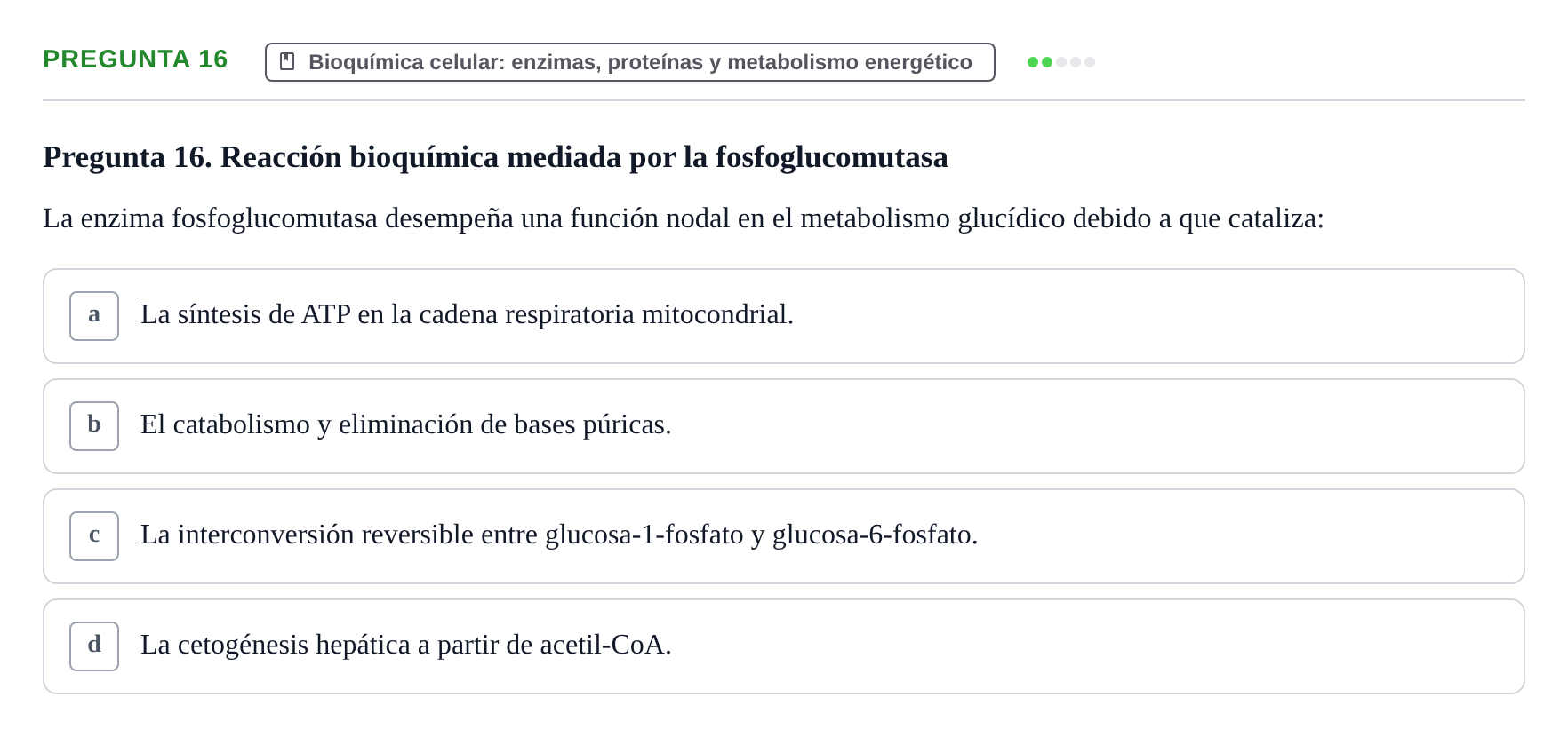 Enunciado: Pregunta 16
