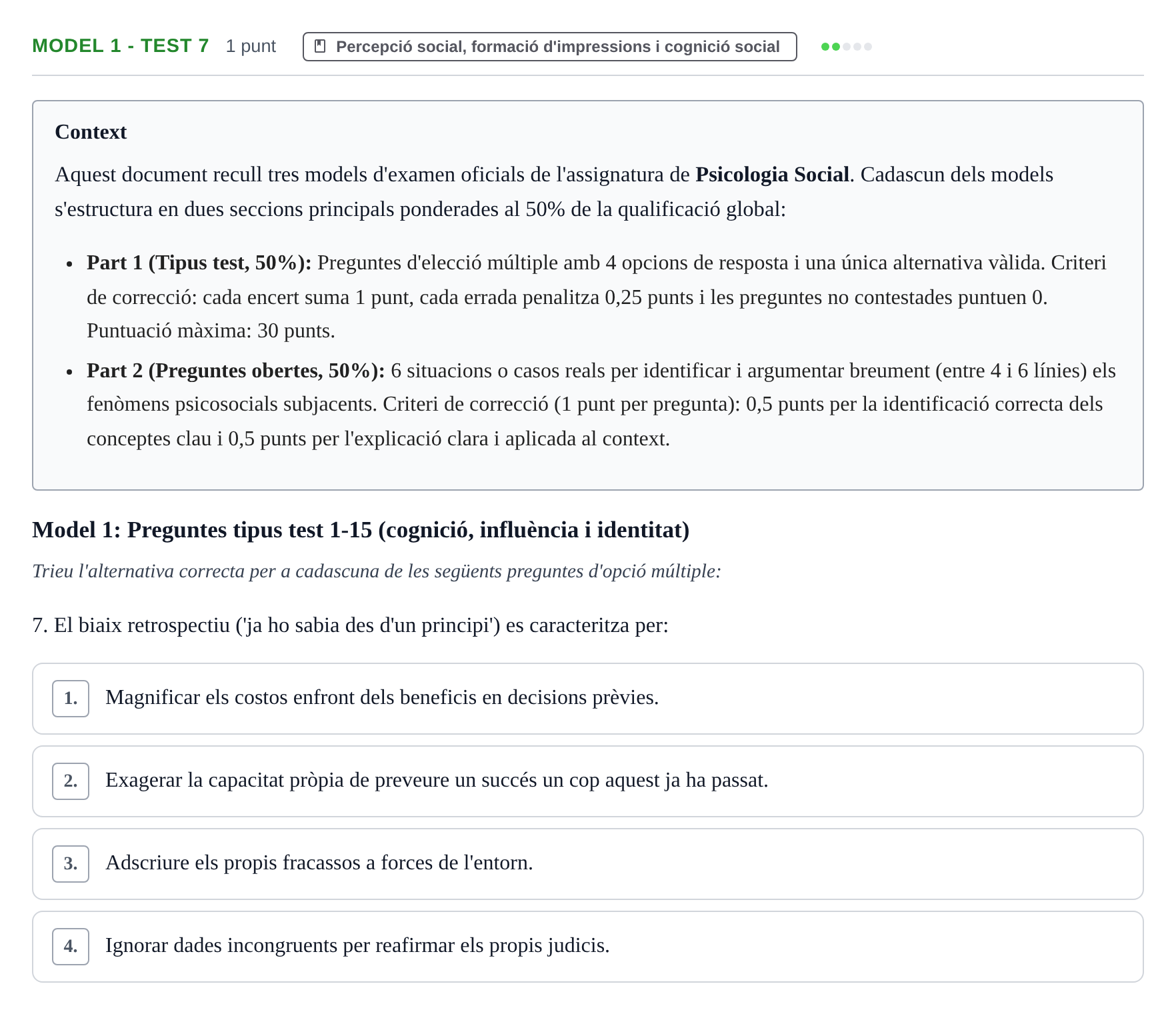 Enunciado: Ejercicio Model 1 - Test 7 · Psicología Social UB Exemples