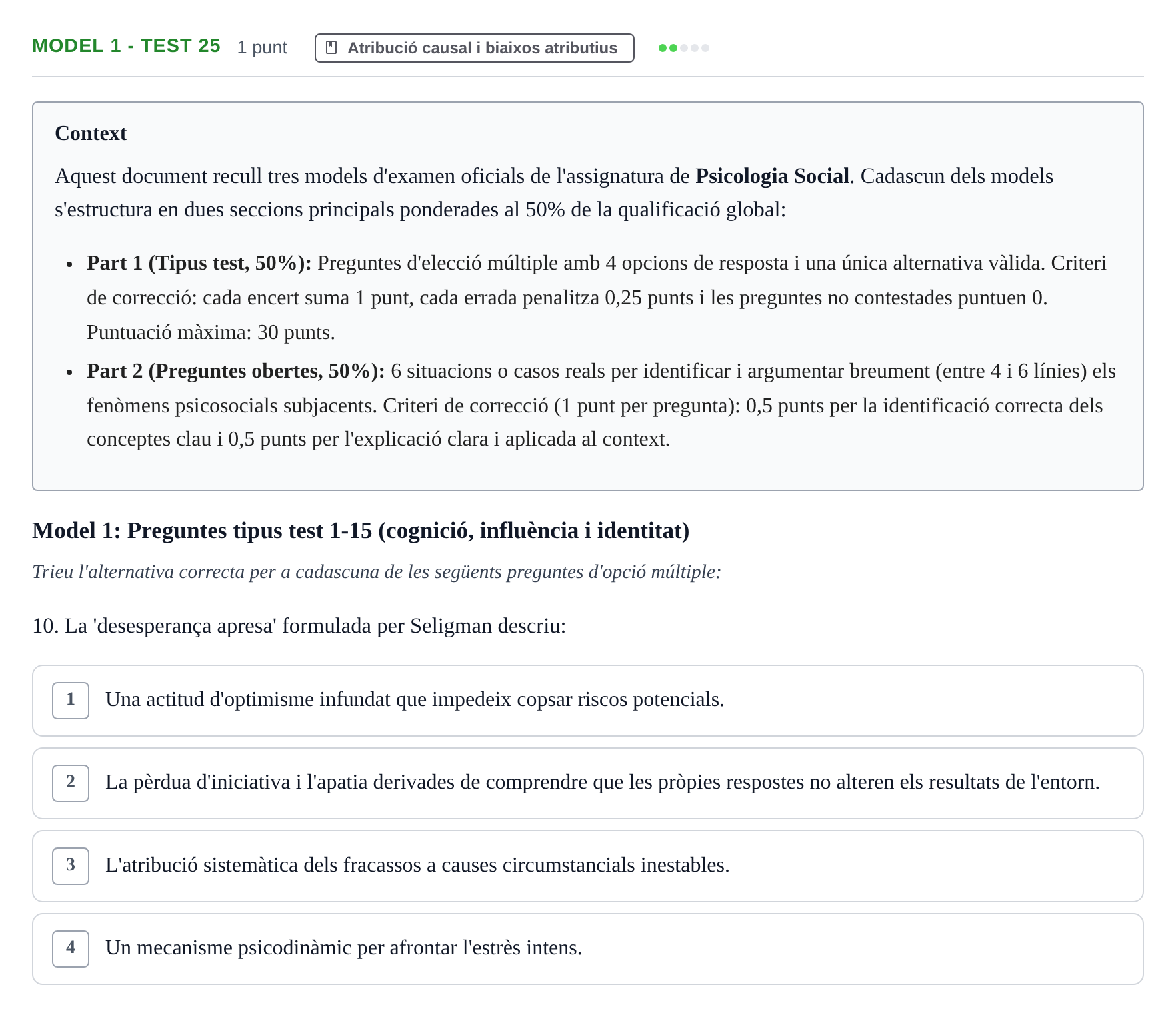 Enunciado: Ejercicio Model 1 - Test 25 · Psicología Social UB Exemples