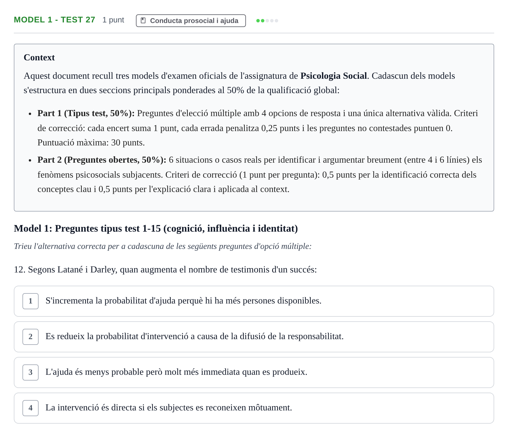 Enunciado: Ejercicio Model 1 - Test 27 · Psicología Social UB Exemples