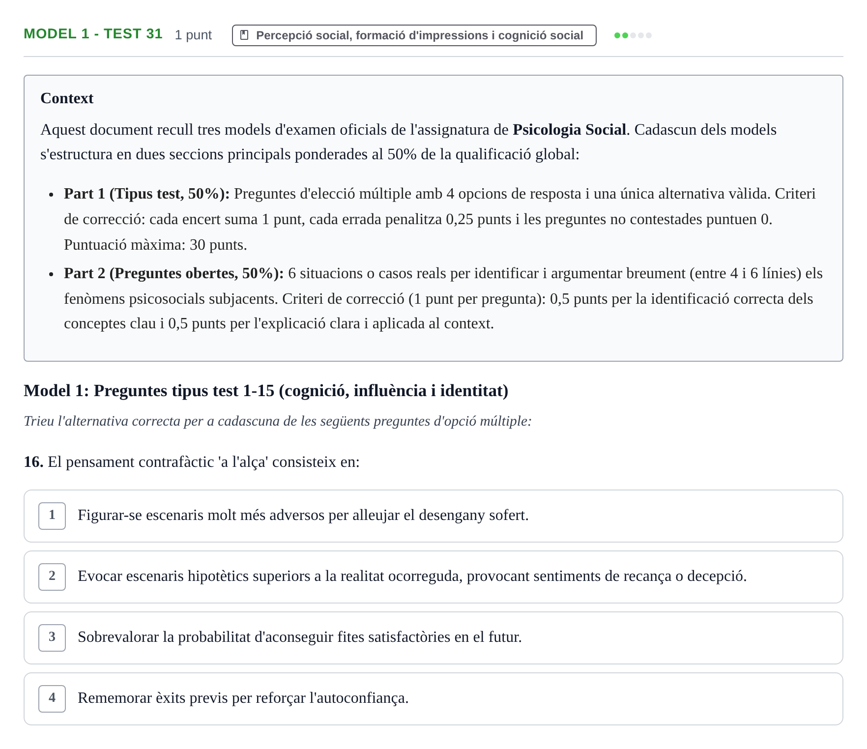 Enunciado: Ejercicio Model 1 - Test 31 · Psicología Social UB Exemples