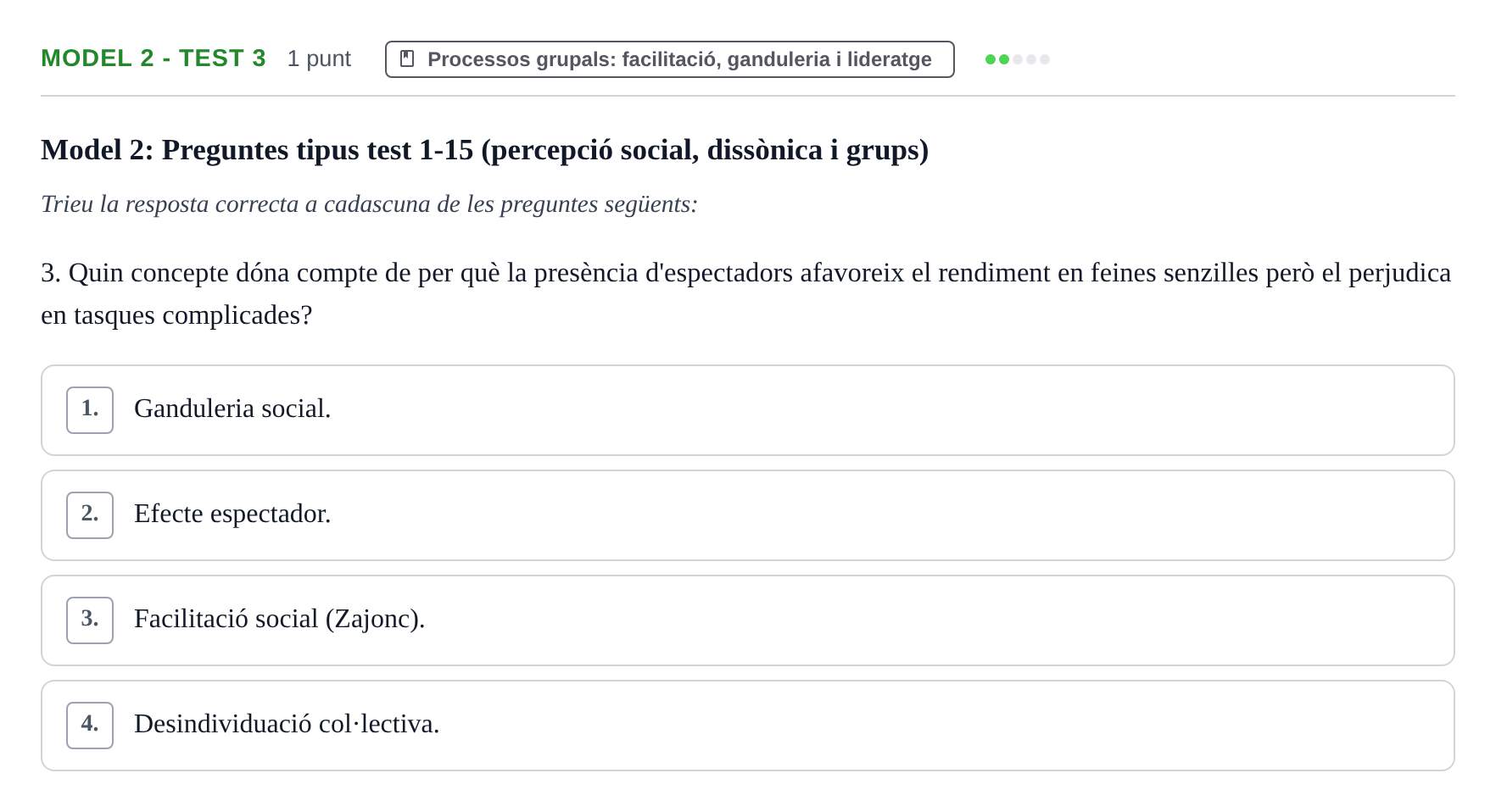 Enunciado: Ejercicio Model 2 - Test 3 · Psicología Social UB Exemples