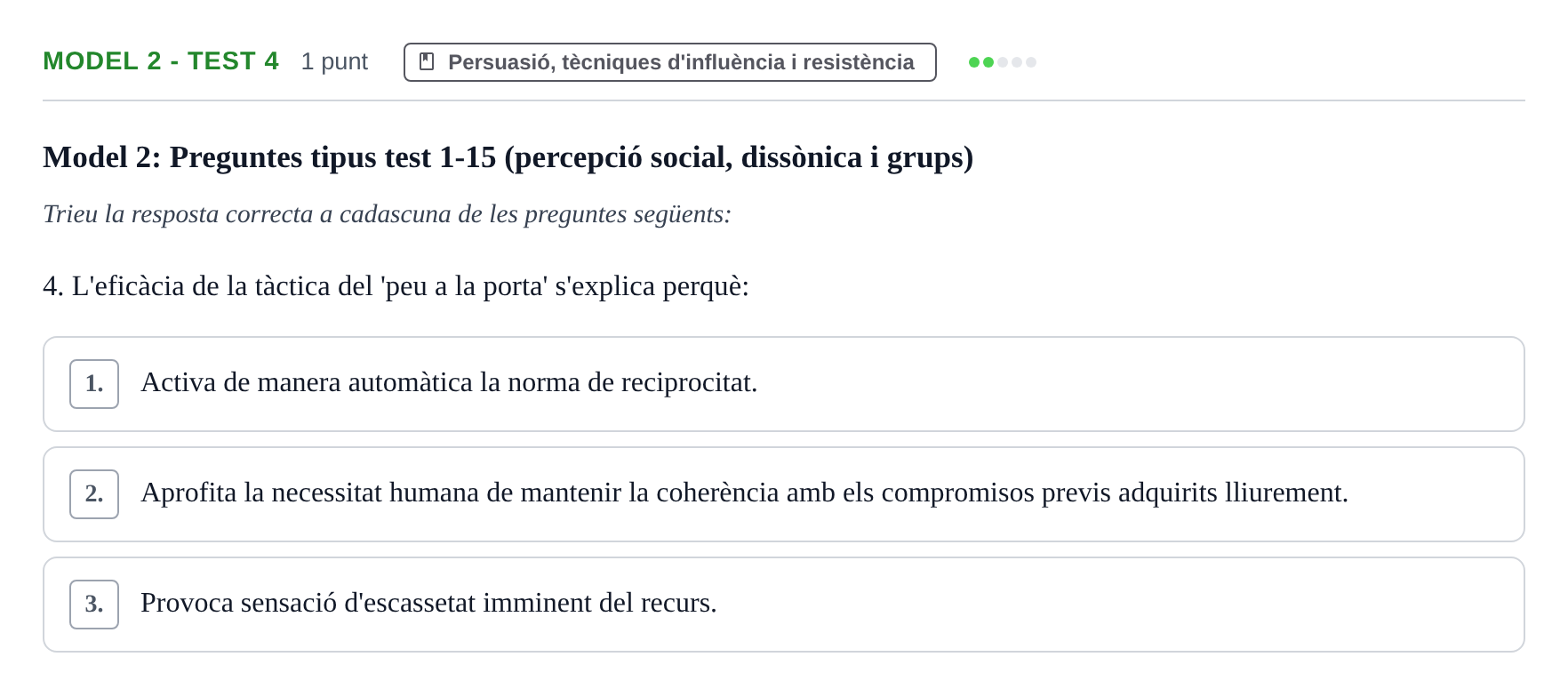 Enunciado: Ejercicio Model 2 - Test 4 · Psicología Social UB Exemples