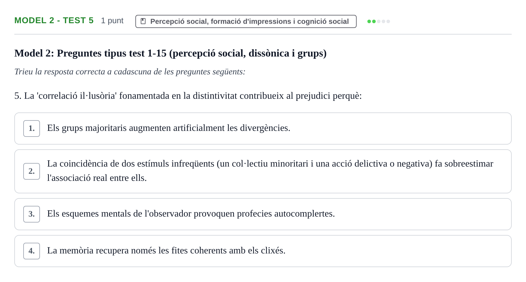 Enunciado: Ejercicio Model 2 - Test 5 · Psicología Social UB Exemples