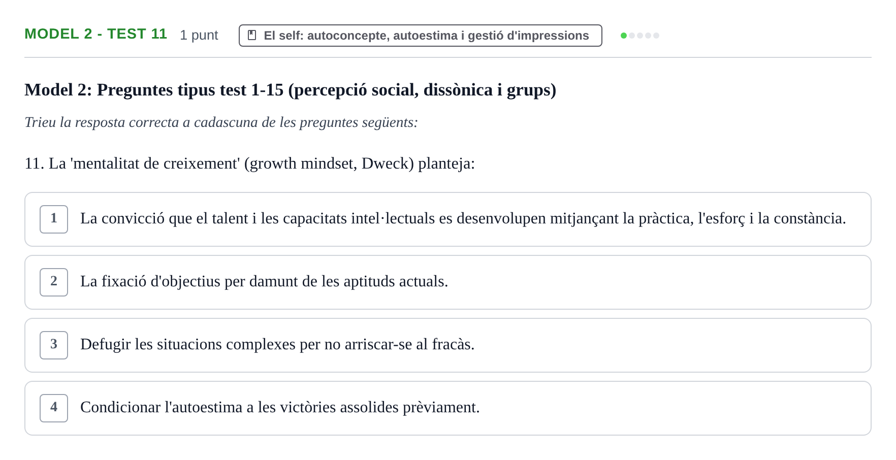 Enunciado: Ejercicio Model 2 - Test 11 · Psicología Social UB Exemples