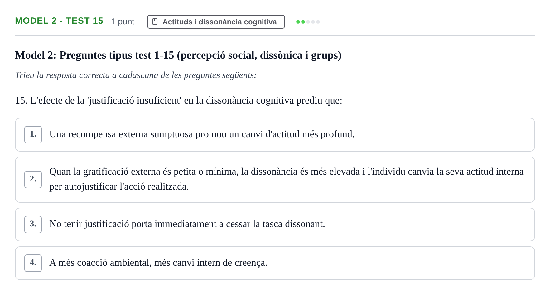 Enunciado: Ejercicio Model 2 - Test 15 · Psicología Social UB Exemples