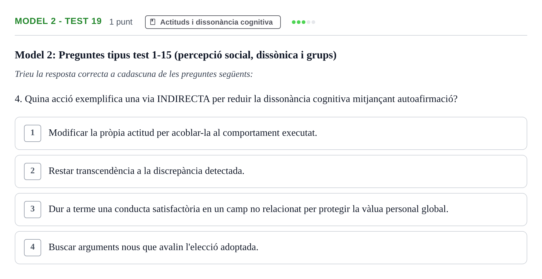 Enunciado: Ejercicio Model 2 - Test 19 · Psicología Social UB Exemples