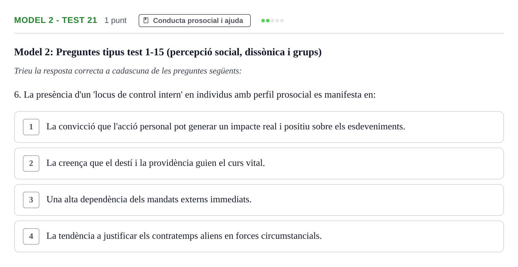 Enunciado: Ejercicio Model 2 - Test 21 · Psicología Social UB Exemples