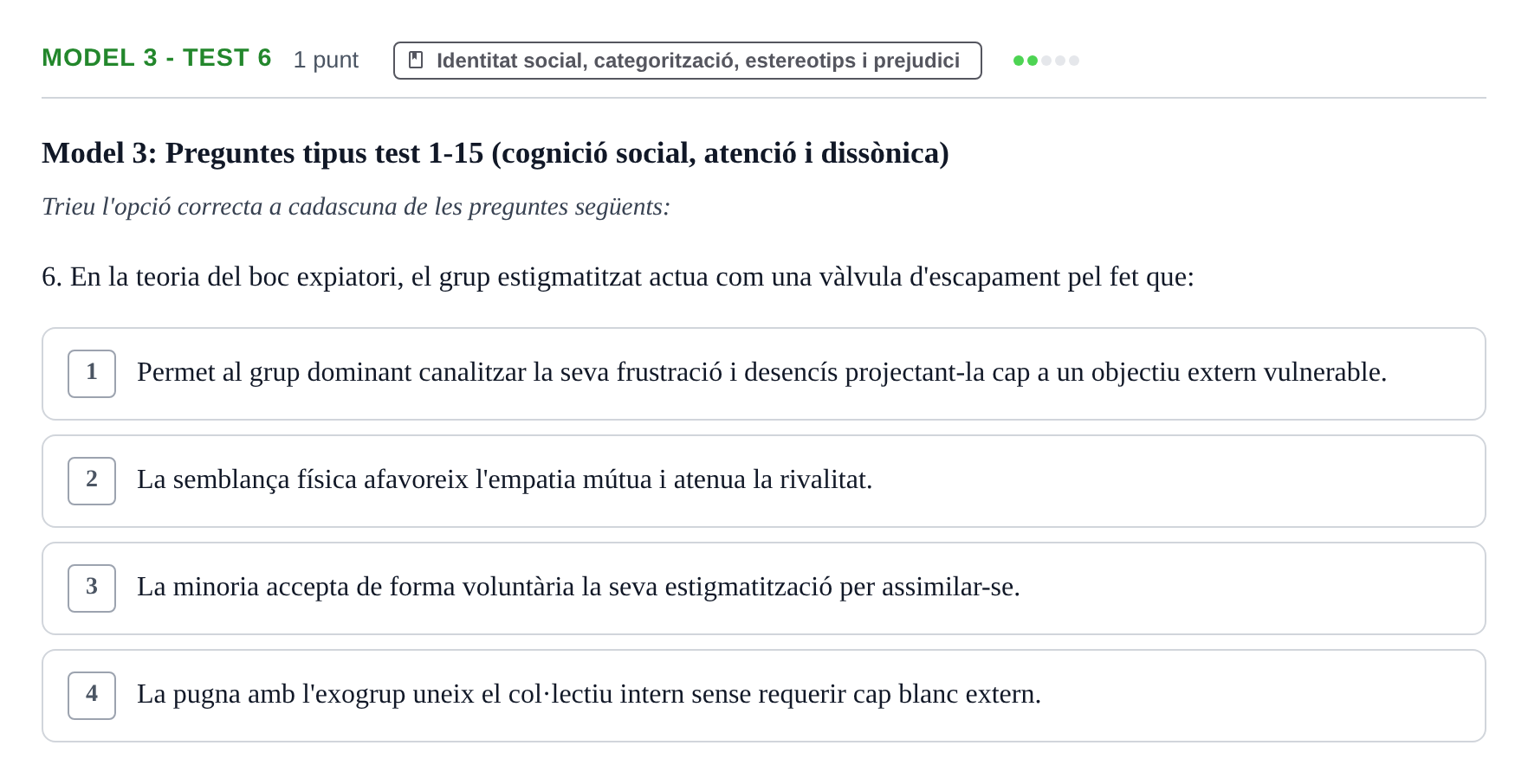 Enunciado: Ejercicio Model 3 - Test 6 · Psicología Social UB Exemples
