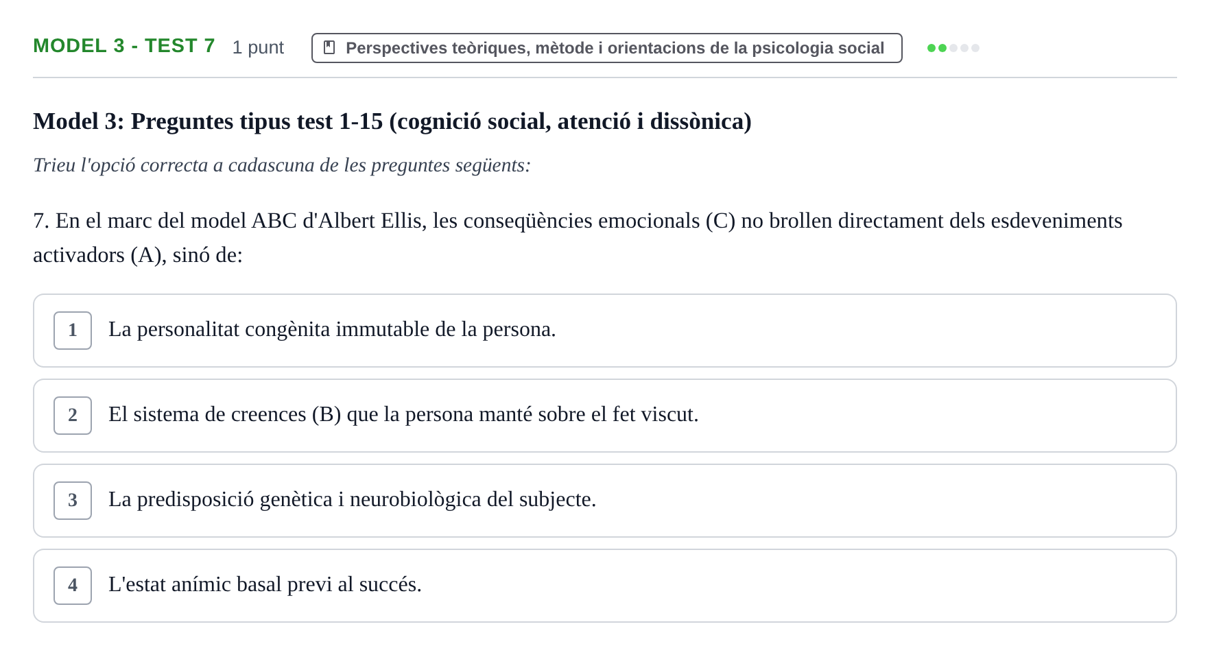 Enunciado: Ejercicio Model 3 - Test 7 · Psicología Social UB Exemples