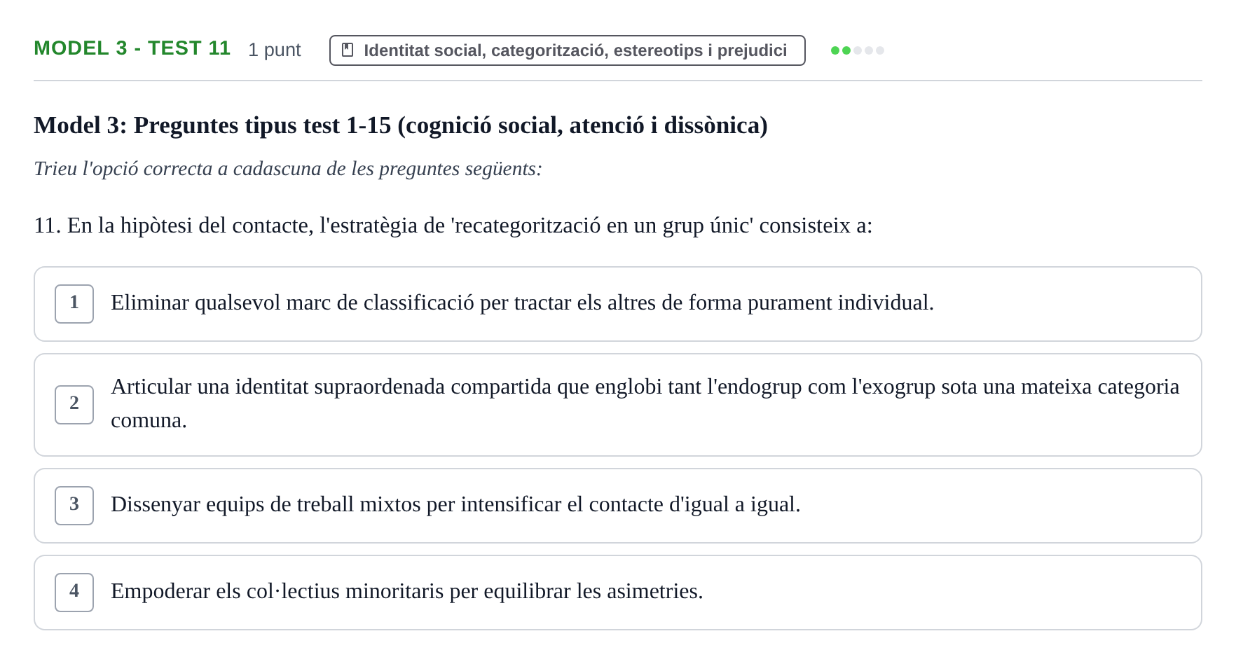 Enunciado: Ejercicio Model 3 - Test 11 · Psicología Social UB Exemples