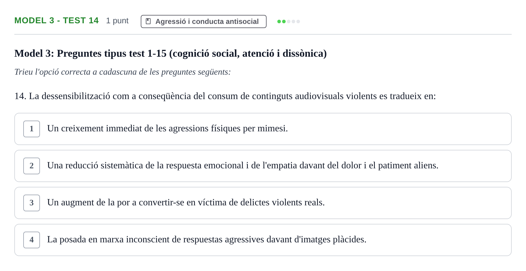 Enunciado: Ejercicio Model 3 - Test 14 · Psicología Social UB Exemples