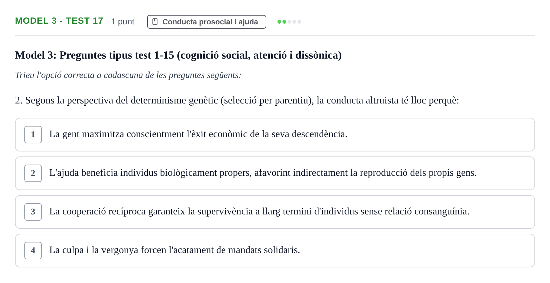 Enunciado: Ejercicio Model 3 - Test 17 · Psicología Social UB Exemples