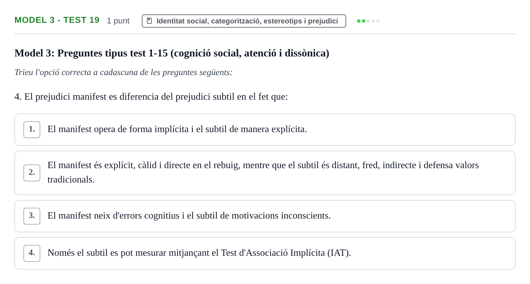Enunciado: Ejercicio Model 3 - Test 19 · Psicología Social UB Exemples