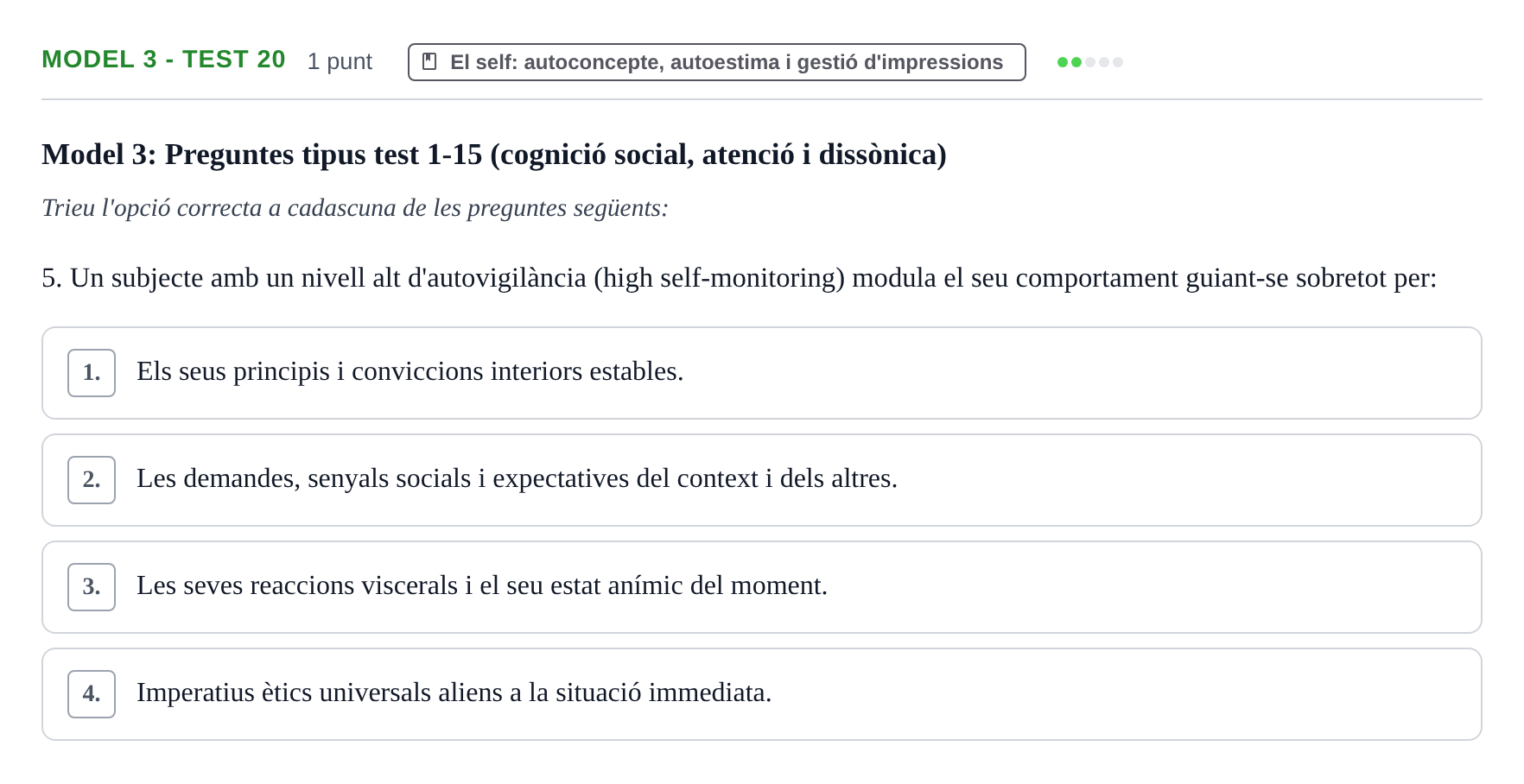 Enunciado: Ejercicio Model 3 - Test 20 · Psicología Social UB Exemples