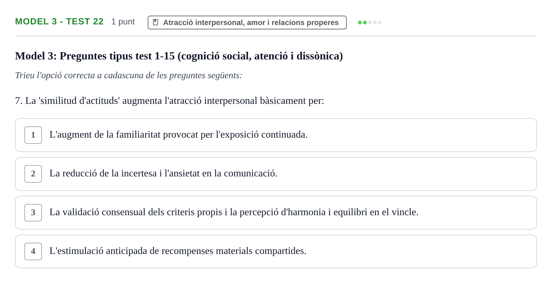 Enunciado: Ejercicio Model 3 - Test 22 · Psicología Social UB Exemples