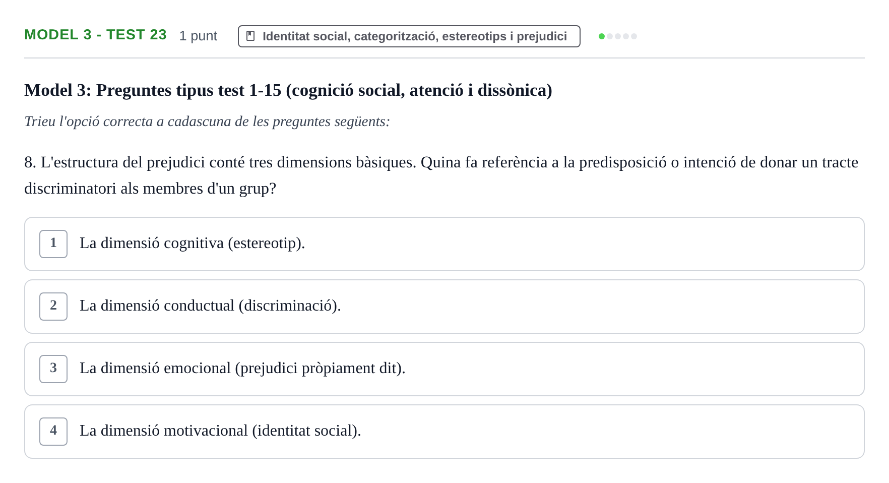 Enunciado: Ejercicio Model 3 - Test 23 · Psicología Social UB Exemples