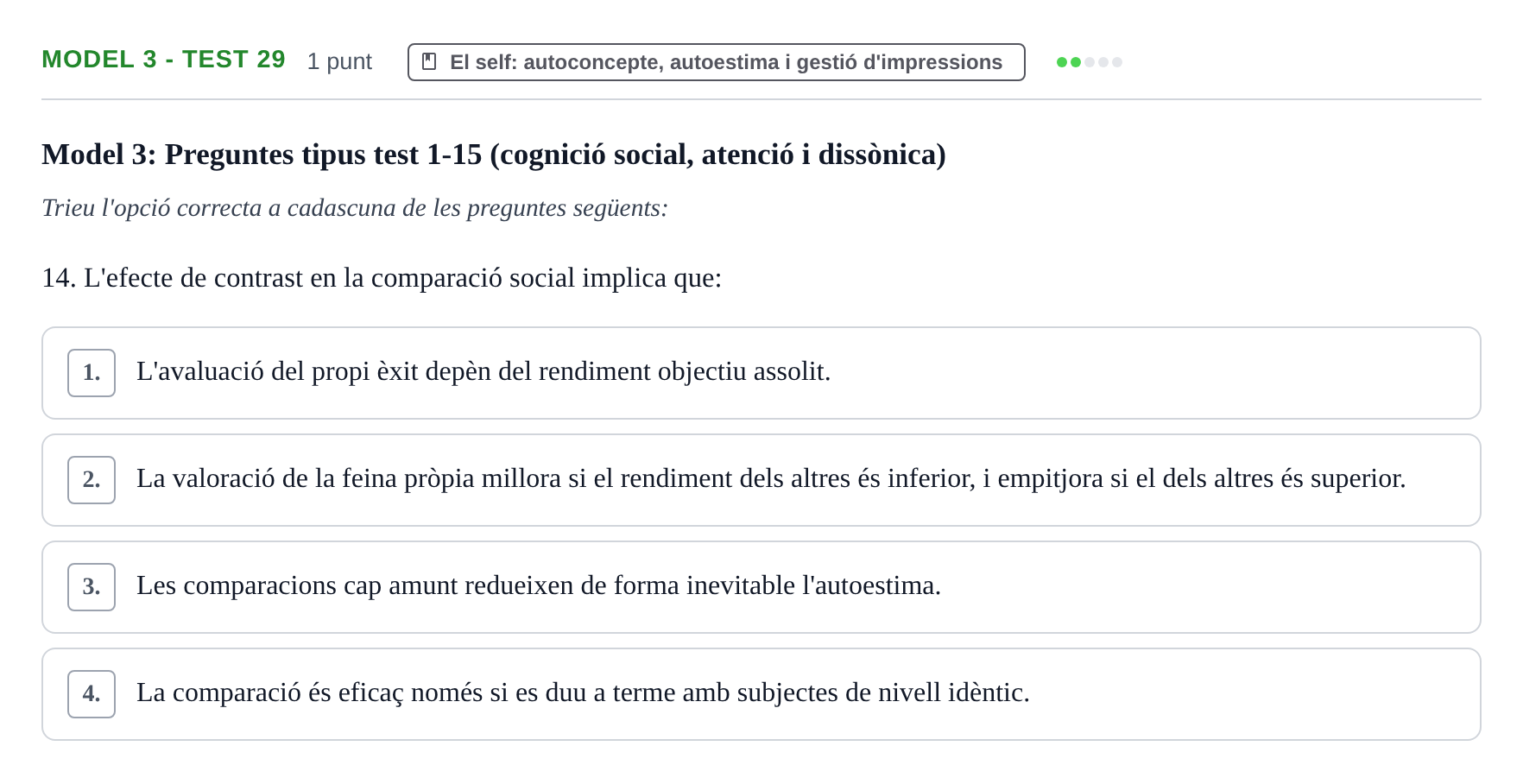 Enunciado: Ejercicio Model 3 - Test 29 · Psicología Social UB Exemples